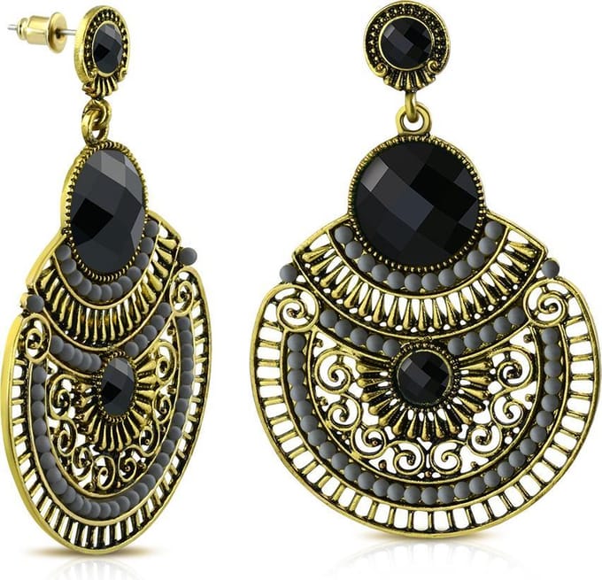 Montebello Oorbellen Vintage FEF357 - Bijoux - Boheems - 65x42mm