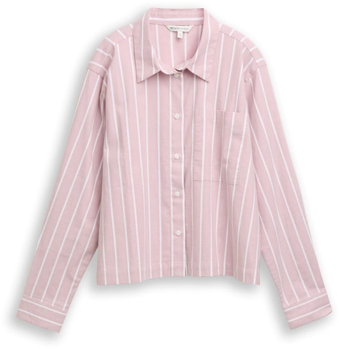 Tom Tailor Denim - Boxy fit overhemdblouse met gestreept patroon - Maat XL - dusty rose white stripe