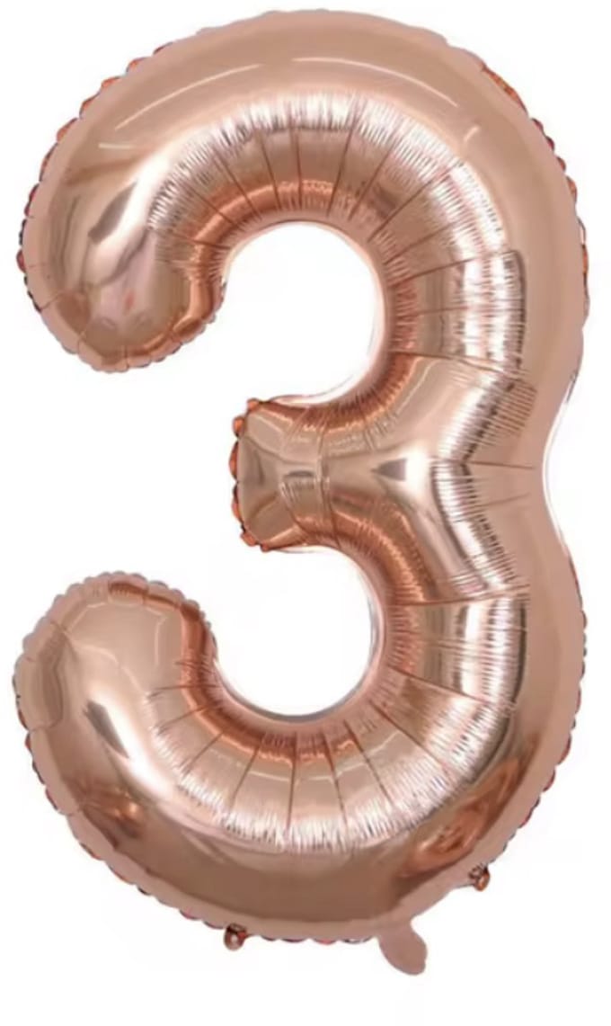 New Age Devi - Cijferballon - Folieballon - 70cm - Rose Goud - Cijfer 3