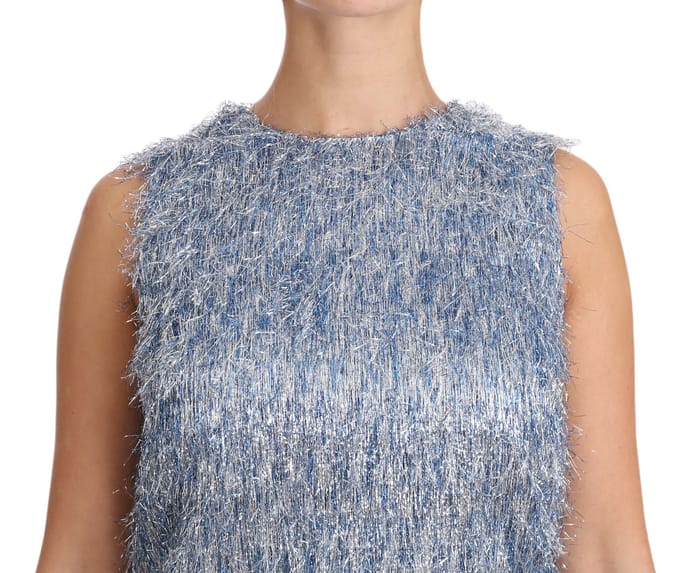 Dolce & Gabbana Lichtblauwe Franje Shift Jurk voor dames