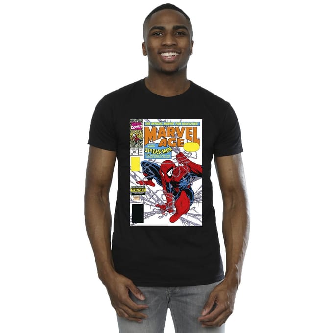 Marvel Heren Spider-Man Marvel Age Comic Cover T-Shirt (Zwart)