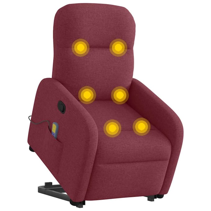 vidaXL - Sta-op-massagestoel - verstelbaar - stof - wijnrood