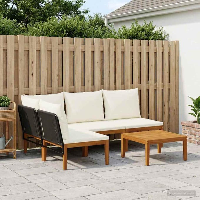 vidaXL - 5 - st - Massief - acaciahout - & - touw - Naturel
