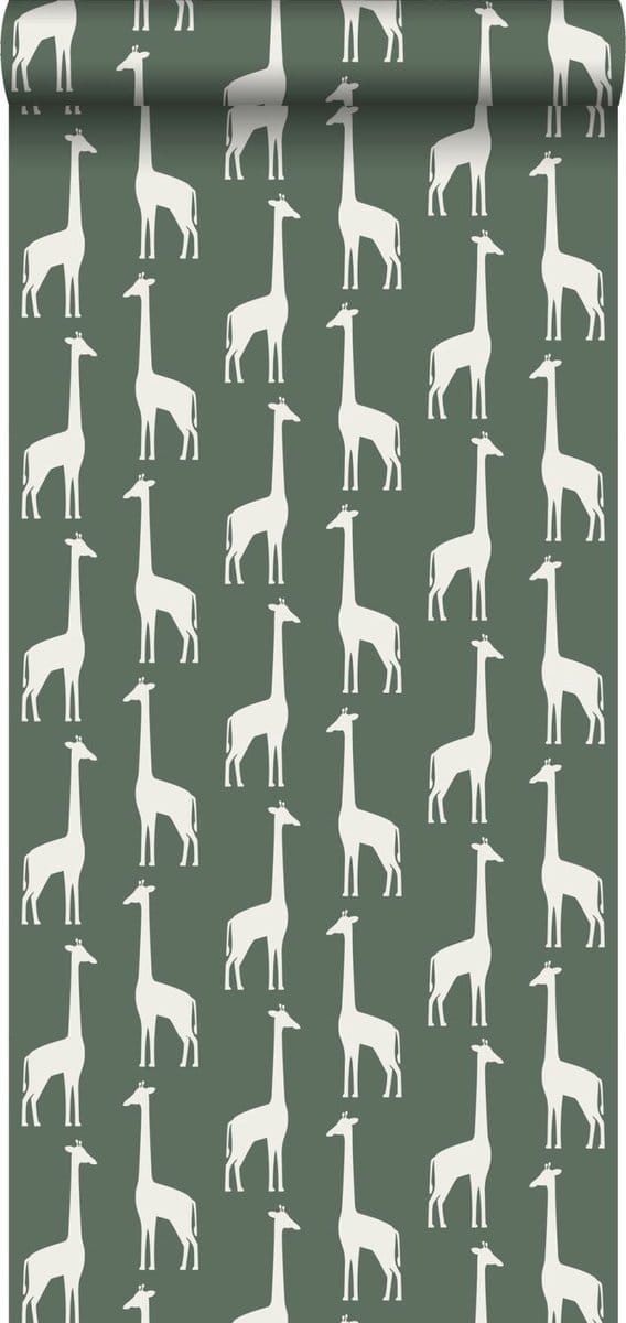 ESTAhome behang giraffen donkergroen - 53 cm x 10.05 m - 139060