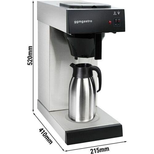 GGM Gastro Professionele filterkoffiemachine - 2,0L - met 1 warmhoudplaat & droogkookbeveiliging - incl. thermoskan 2,0L zilver