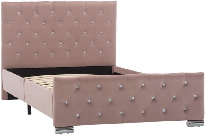 Effen Roze Stoffen Bedframe 100x200 cm - Klassiek en Stevig Design