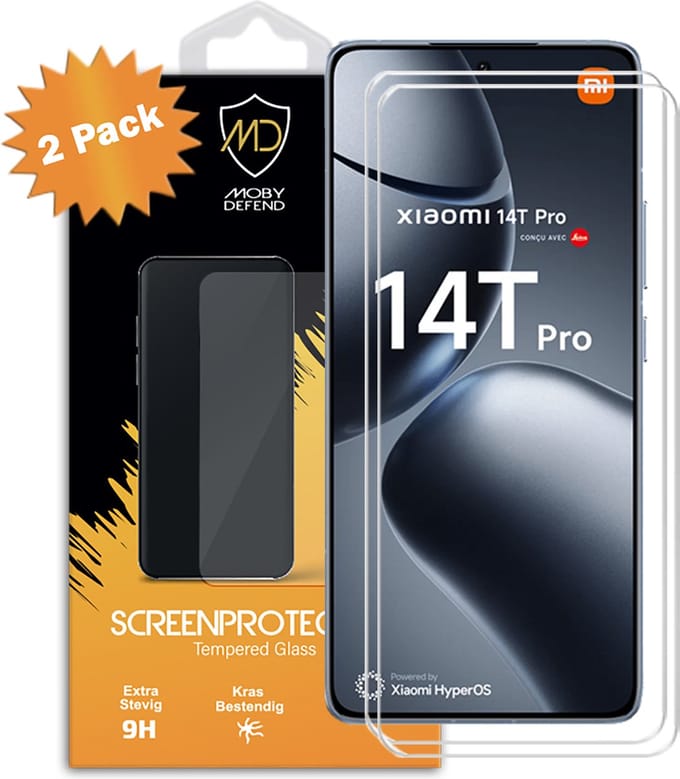 2-Pack MobyDefend Screenprotectors - Geschikt voor Xiaomi 14T Pro - Case-Friendly Screensavers - Gehard Glas