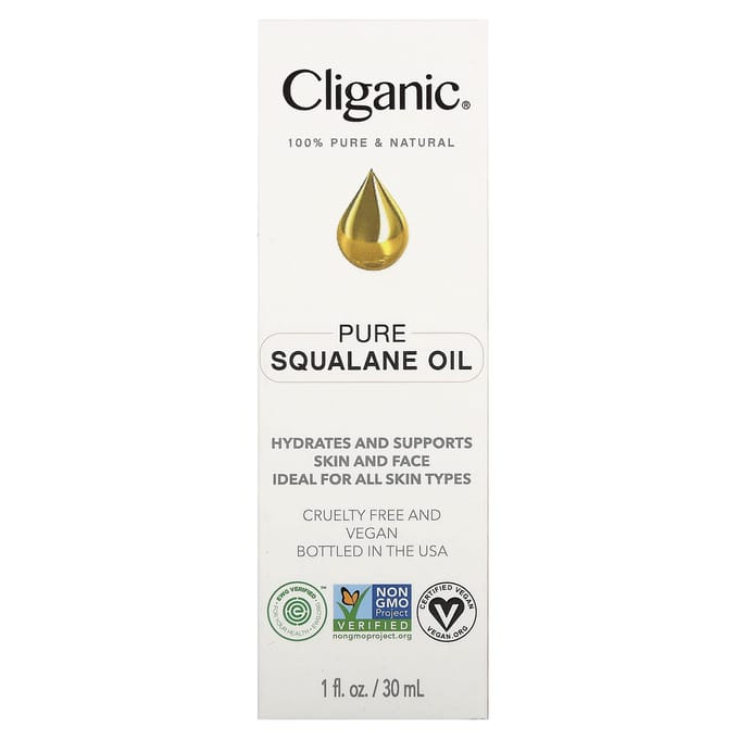 Cliganic, huile de squalane 100 % pure et naturelle, 1 fl oz (30 ml)