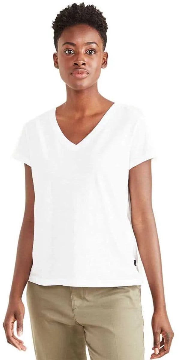 Dockers A1759 T-shirt Met Korte Mouwen En V-hals Wit M Vrouw