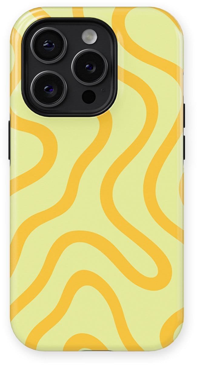 DripCase Curvy Lines Hoesje geschikt voor iPhone 14 Pro Max | Backcover met Mag | Design Tough Case geschikt voor iPhone 14 Pro Max Lemon Loop