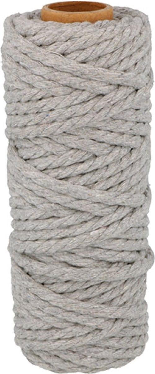 Grijs katoenen koord 25 m x 6 mm - Artemio