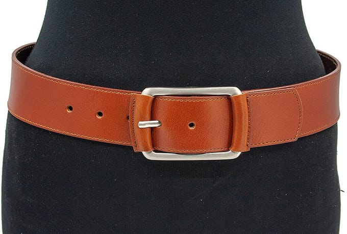 Heup riem cognac - Dames riem - 4.5 cm breed - Leer - Brede riem - Casual - Maat 85
