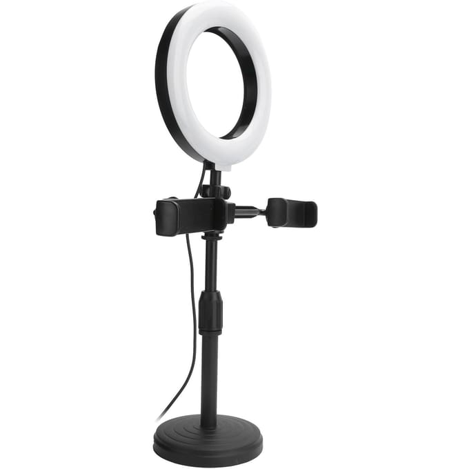 Mobiele Telefoon 2 Stuks Clips Standaard met 6-inch LED Ringlicht Vullicht Beugel voor Live Stream black