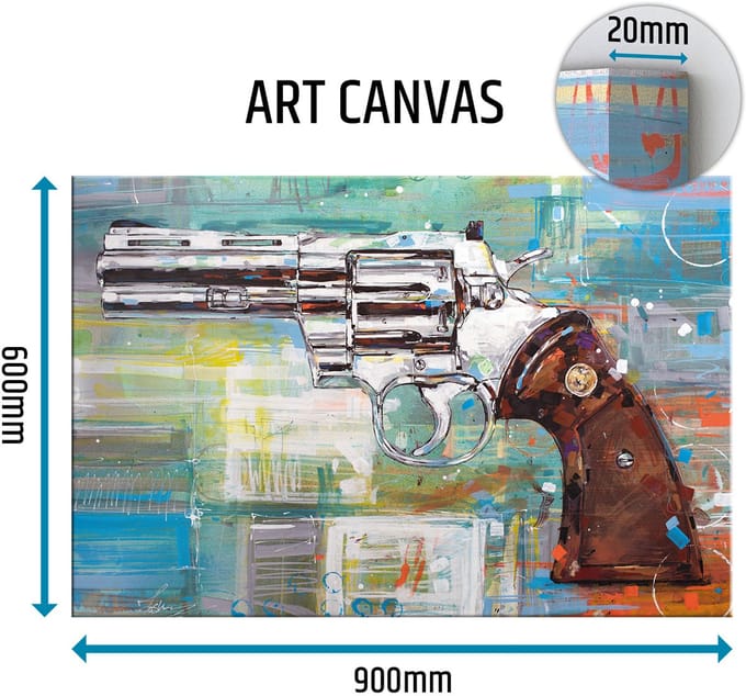 Revolver (Colt Python) canvas schilderij 90x60 cm