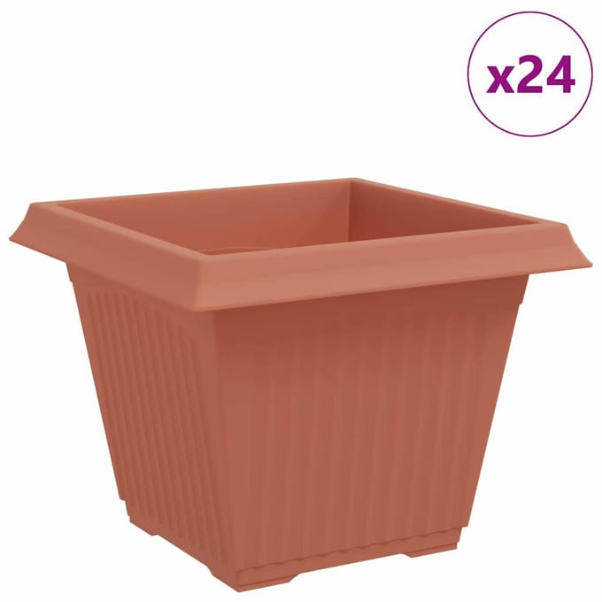 vidaXL - Vierkante - Bloempot - 24 - st - Baksteenrood - 43 - x - 43 - x - 33,5 - cm