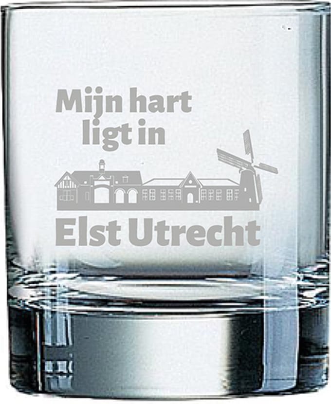 Gegraveerde Whiskeyglas 20cl Elst Utrecht