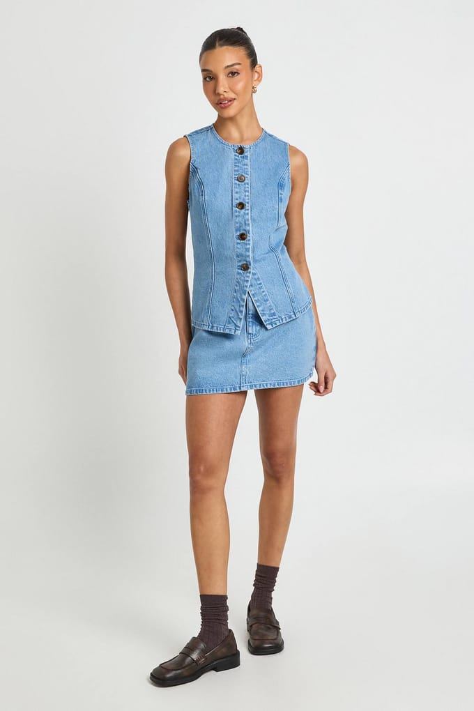 boohoo Dames Gilet Met Knoopsluiting | Medium Gebleekt | Maat: 36