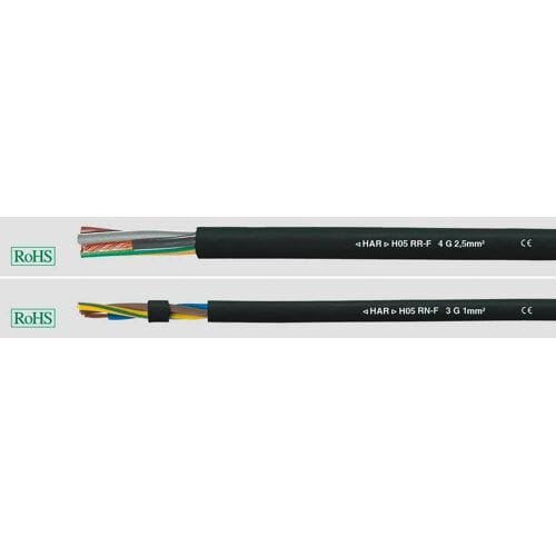 HELU 35005 Rubberkabel H05RR-F 3 G 0.75 mm² Zwart 100 m