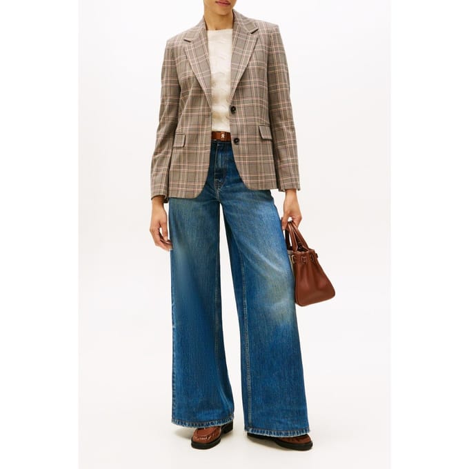 Tommy Hilfiger Core Check Regular Straight Blazer Brown Taglia: 36 | Blazers Outlet | Donna | Marrone