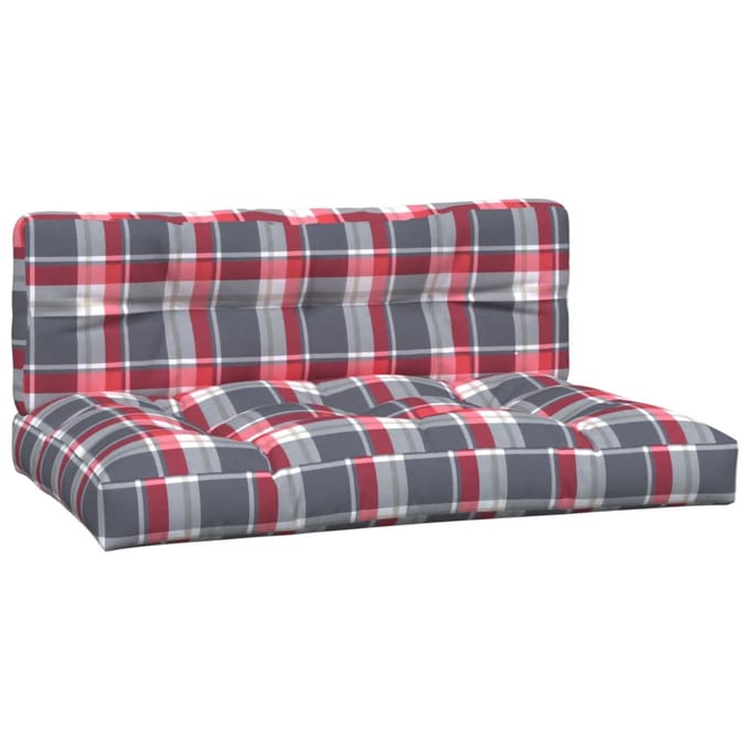 vidaXL - Palletkussens - 2 - st - stof - ruitpatroon - rood