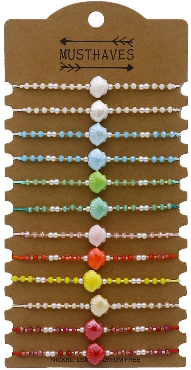 Armbandenset - schelpen - 12 stuks