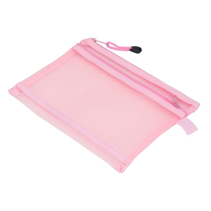 10 STUKS Rits Mesh Zakje Dubbellaags A5 Formaat Waterdicht Nylon Mesh Rits Zakje Tas Grijs roze
