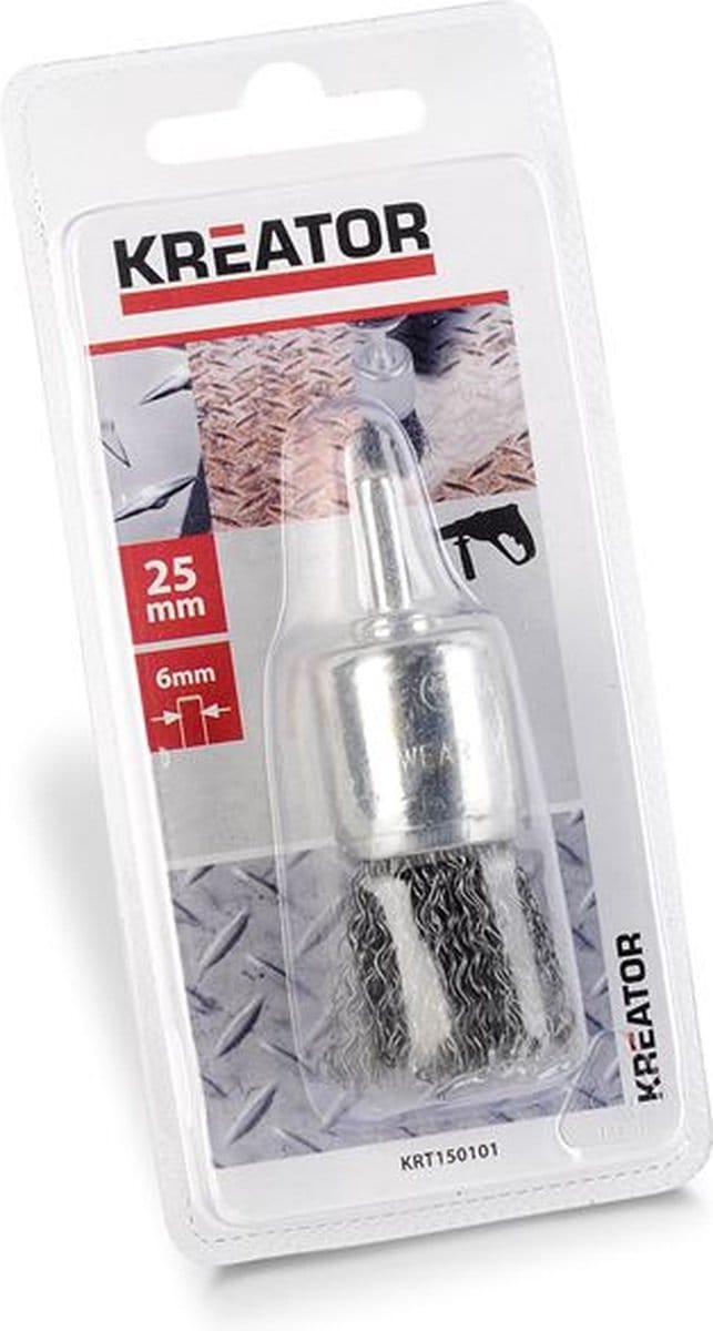 Kreator penseelborstel voor boormachine Ø 25mm staal 6mm as (KRT150101)