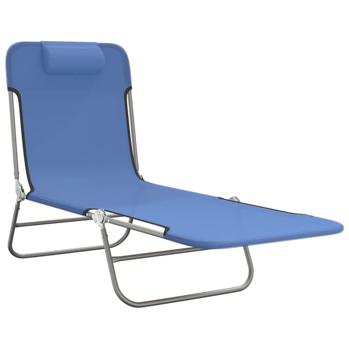 vidaXL - Ligbedden - 2 - st - inklapbaar - textileen - en - staal - blauw