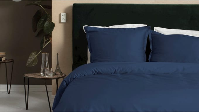 Cinderella Sundays Dekbedovertrek - 1 persoons - Satijn - 140x200/220 cm - Navy + 1 kussensloop