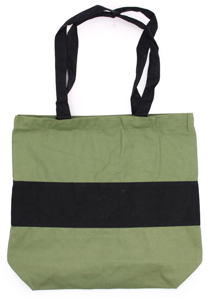 Two Tone Cotton Bag - 38x42x12cm - Green & Black - 10oz
