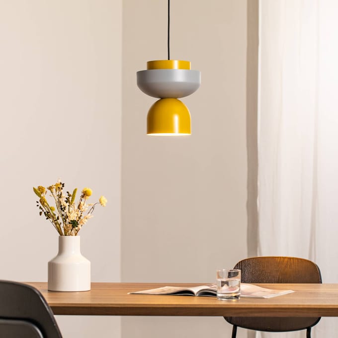 ALDEX Hanglamp Ulia, geel/grijs, metalen kap