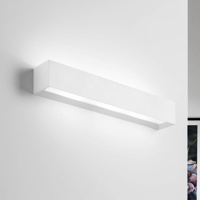 TECNICO by Sforzin Hermione wandlamp, 52,5 cm breed, wit, gips, G9