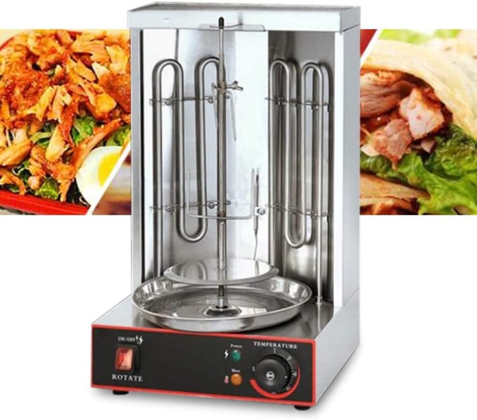 Gyrosmachine - Kebab Grill - Professioneel Grillen - Dubbele Brander - 29.5 x 30 x 48 cm - Zilver