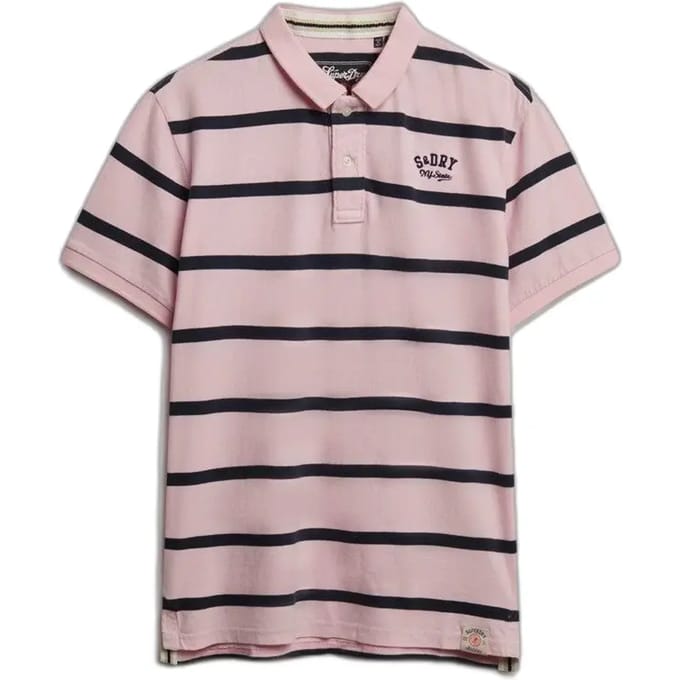 Superdry Vintage Stripe Korte Mouw Poloshirt Roze M Man