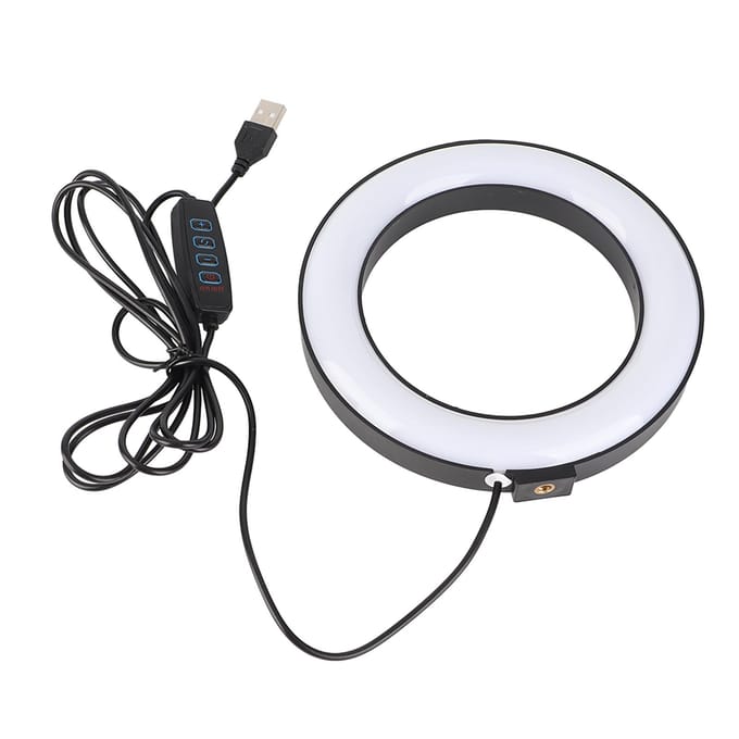 Anneau lumineux LED 6 pouces à intensité variable, éclairage de remplissage réglable avec rotule pour studio vidéo Vlog Live black