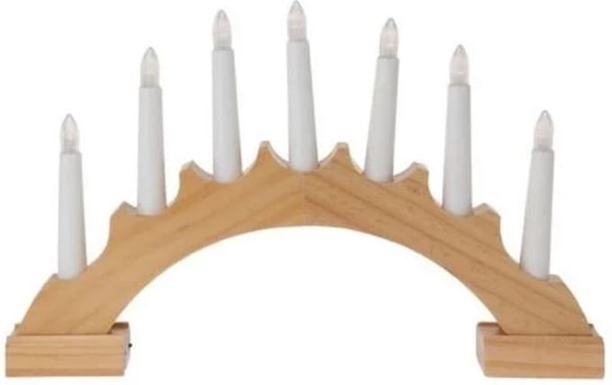 Candle Bridge 7Led Wood Round Kerst Nampook