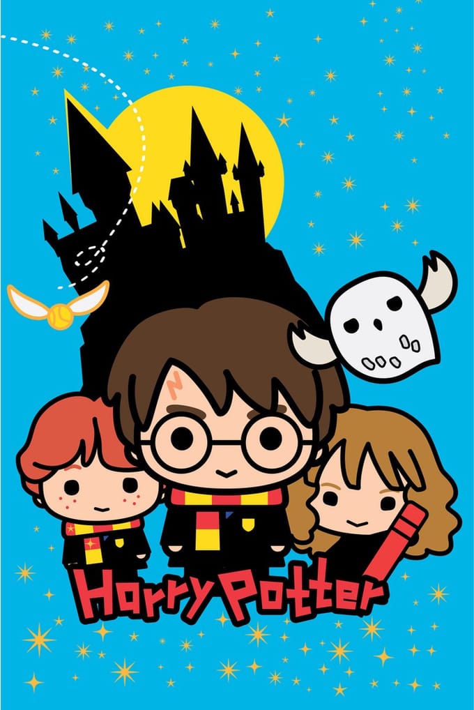 Harry Potter fleece plaid cartoon - 100 x 150 cm (blauw)