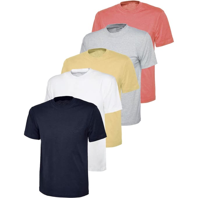 Kruze | Dames Crew Neck T-Shirts (5 Pack) - NVY/GRY/WHT/PNK/NUDE