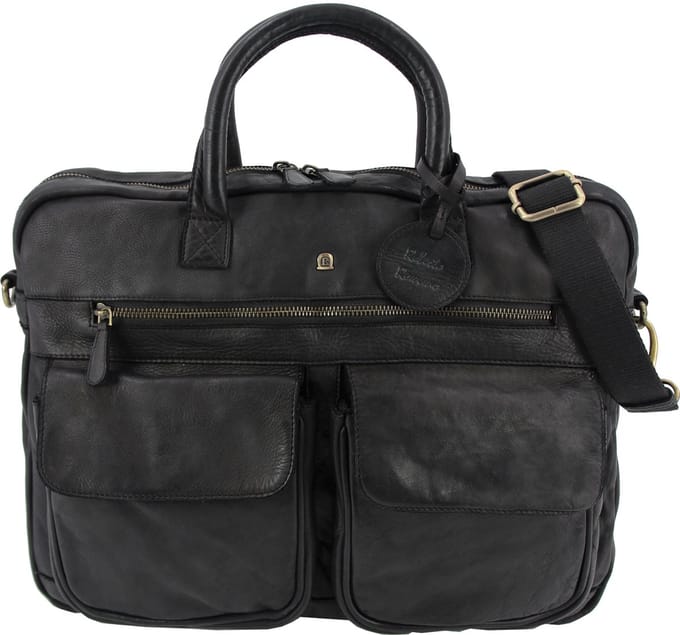 Roberto Romano laptoptas - FIRENZE - zwart - echt leer - 29x40x10cm - JU-48200