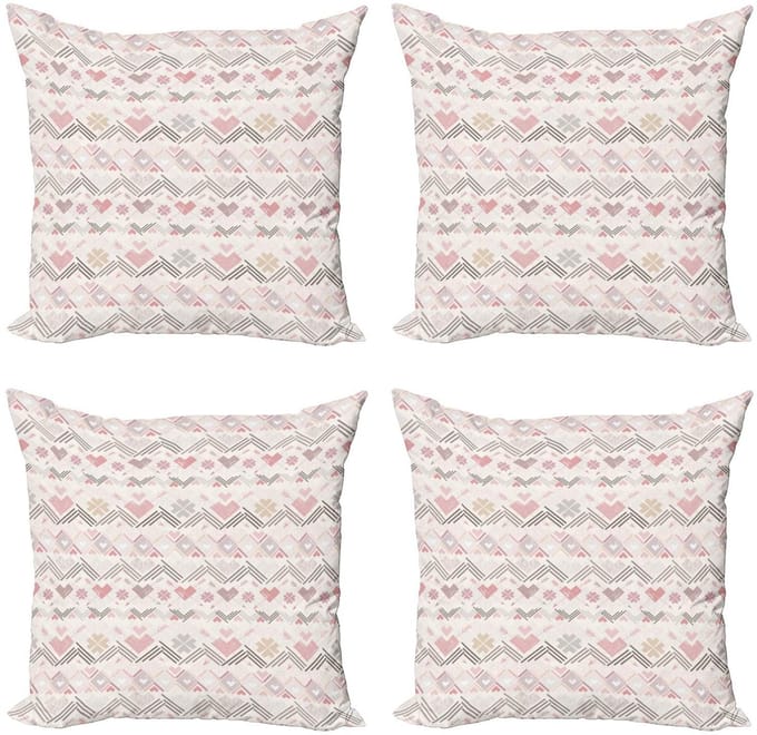 ABAKUHAUS Pastel Kussenhoes Set 4x40 cm – Dubbelzijdig bedrukt – Microvezel