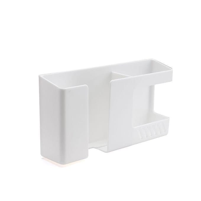Support mural pour téléphone portable sans perforation, organiseur de télécommande, boîte de rangement, support de chargement pour conteneur de chevet blanc