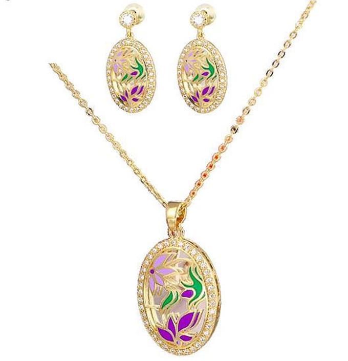 N3 Collecties Paars Blad Hanger Sieraden Set Voor Vrouwen