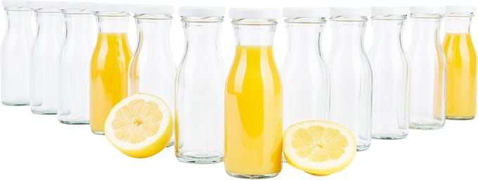 Set van 12 karaffen 150 ml + To 43 deksel wit