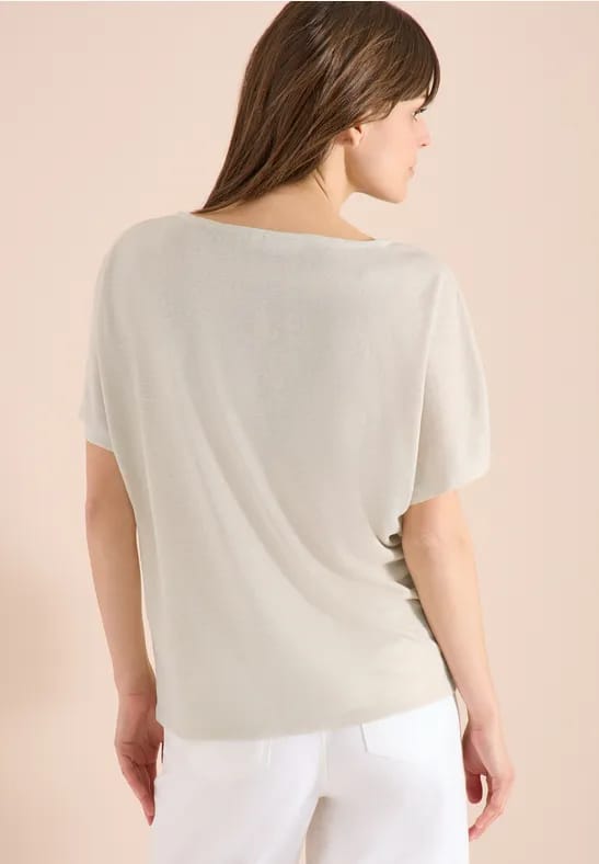 Shirt met overhangende schouders in linnenlook