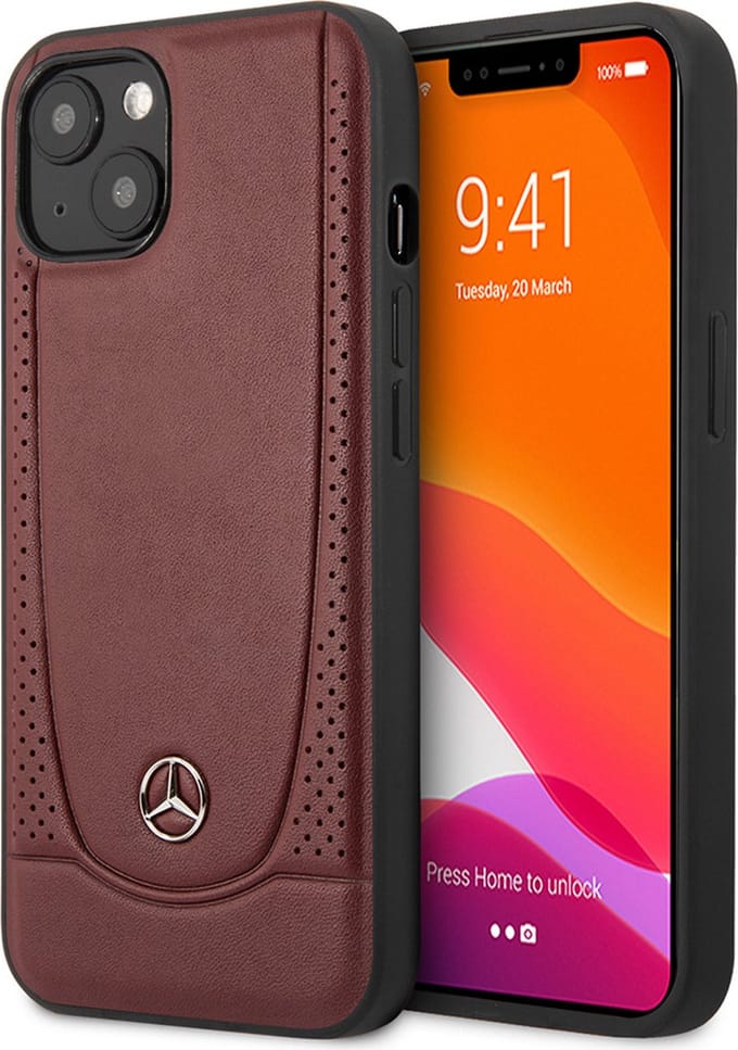 iPhone 14 Plus Backcase hoesje - Mercedes-Benz - Effen Rood - Leer