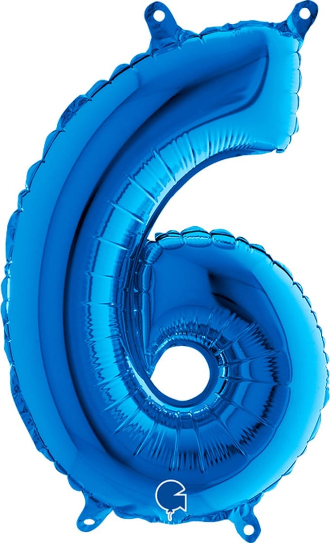 Ballon en Aluminium Chiffre 6 Bleu, 66 Cm Grabo