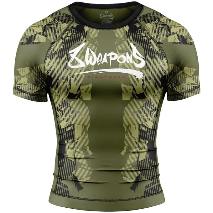 8 WEAPONS Rash Guard Hit 2.0 Olijfgroen Zwart - L