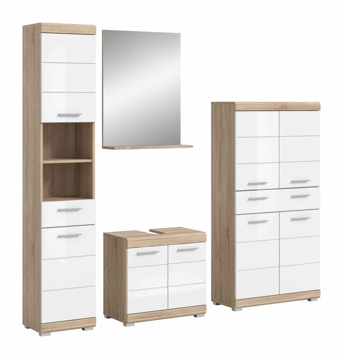 Lambada badkamercombinatie wit hoogglans MDF TZ wit NB - 34x186x191cm