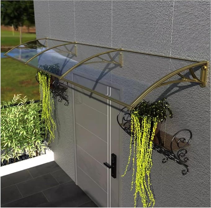 Metalen Luifel - Deur Overkapping - Buiten Beschermen - Stormbestendig - 120x250cm - Transparant