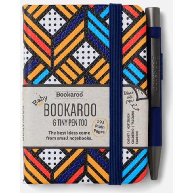 Bookaroo A7 Notebook & Pen - Navy & Yellow - Geo